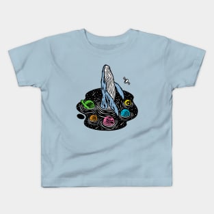 Whale Swimming Universe Kids T-Shirt